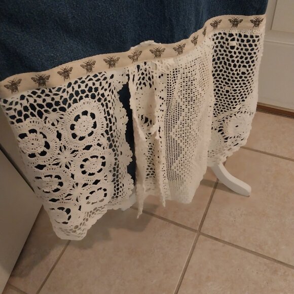 3645 Size 1XL Upcycled Denim Jumper by Sunshine Apparel with Lace Trim. - Picture 2 of 15